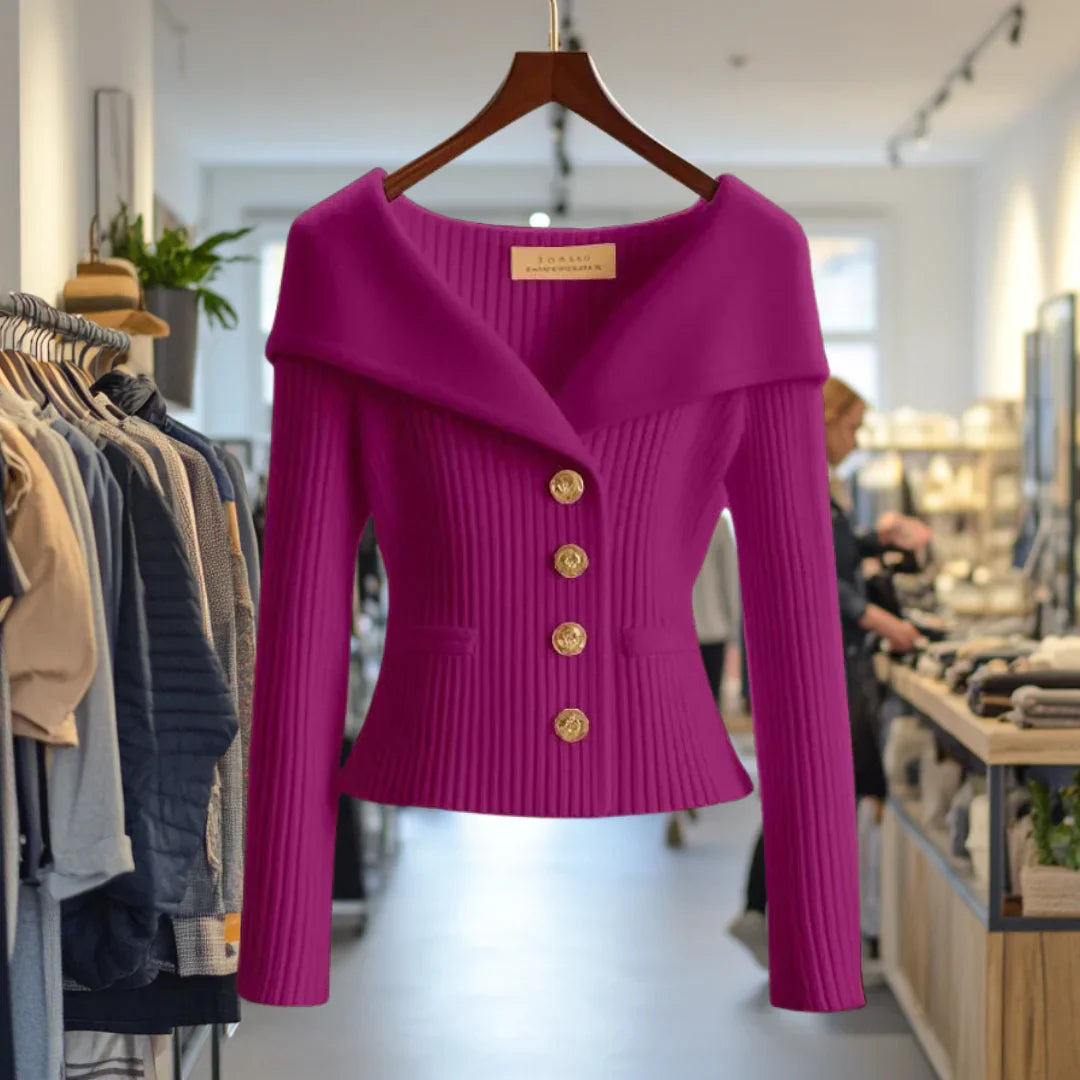 Morgane | Elegant Chic Button-Down Cardigan with Wide Collar