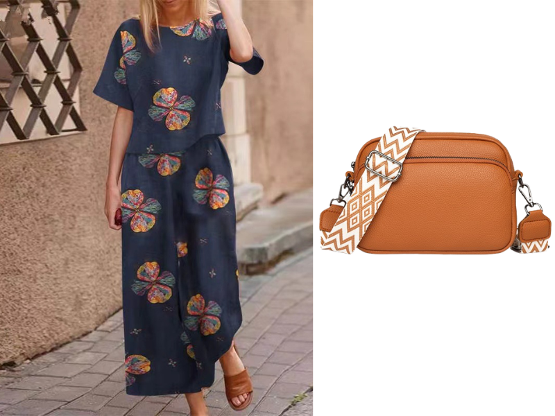 Loose Print Top ＆ Pants 2-Piece Set