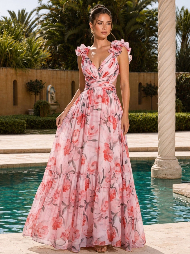 Madison 3D Floral Strap Maxi Dress
