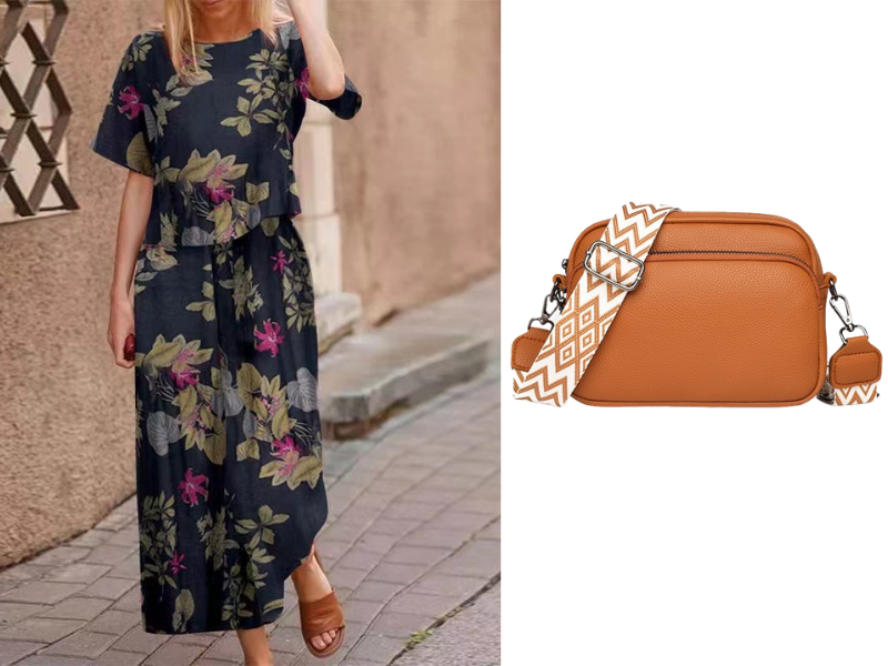 Loose Print Top ＆ Pants 2-Piece Set
