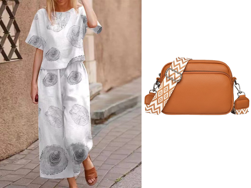 Loose Print Top ＆ Pants 2-Piece Set
