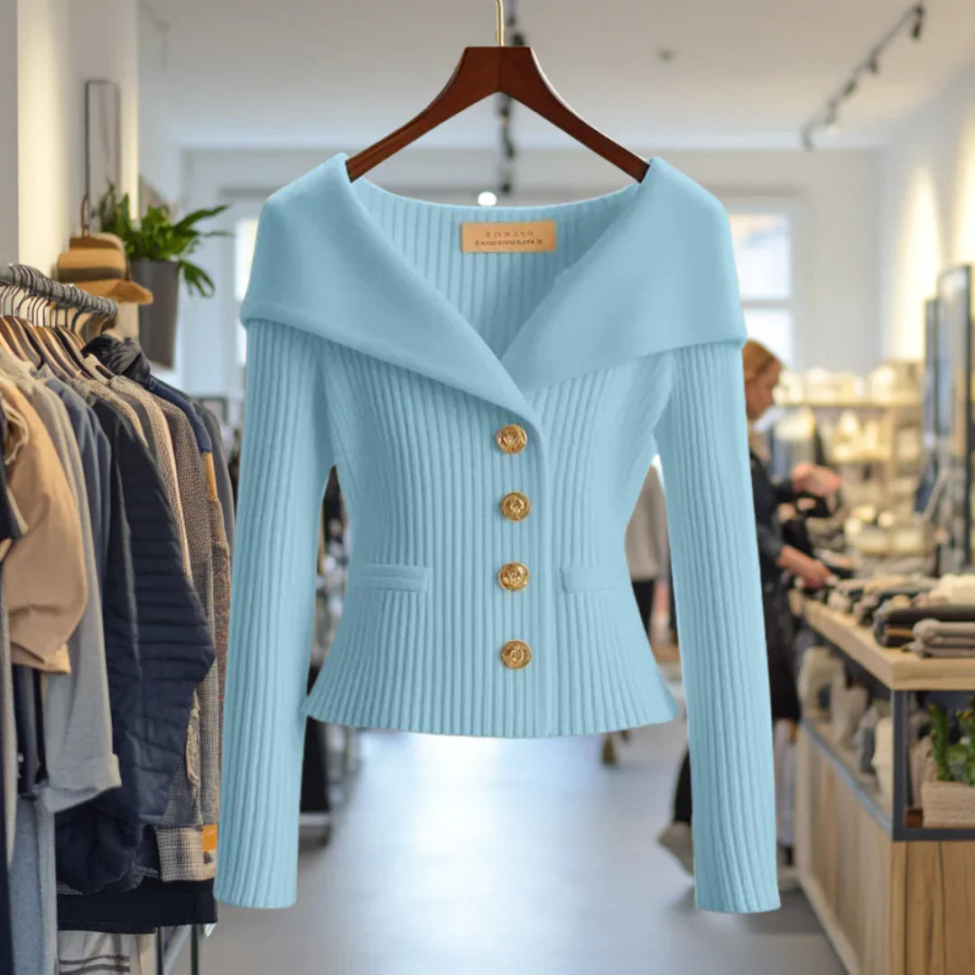 Morgane | Elegant Chic Button-Down Cardigan with Wide Collar