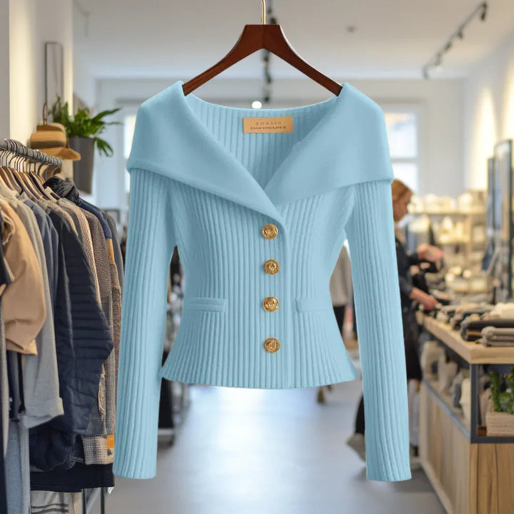 Morgane | Elegant Chic Button-Down Cardigan with Wide Collar