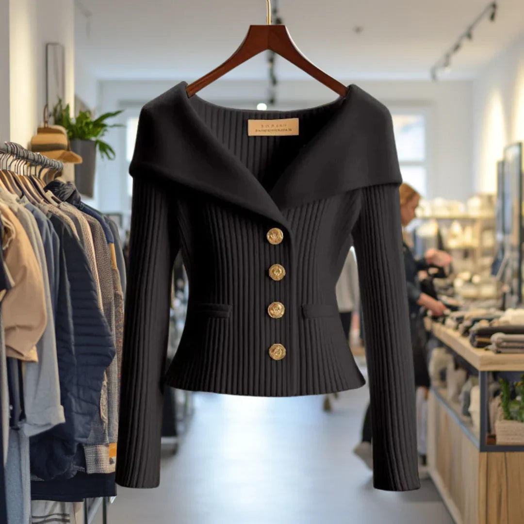 Morgane | Elegant Chic Button-Down Cardigan with Wide Collar