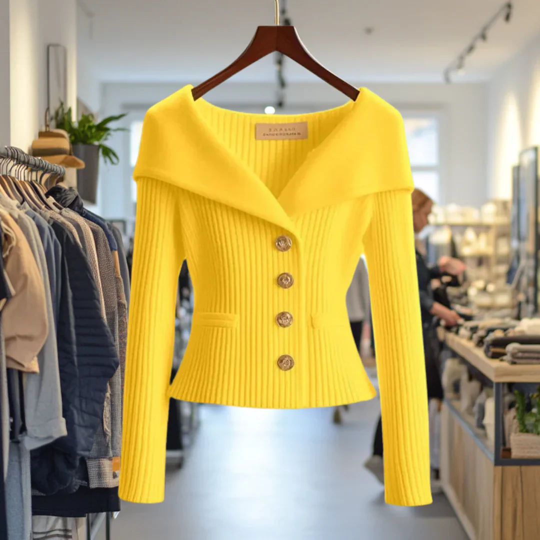 Morgane | Elegant Chic Button-Down Cardigan with Wide Collar