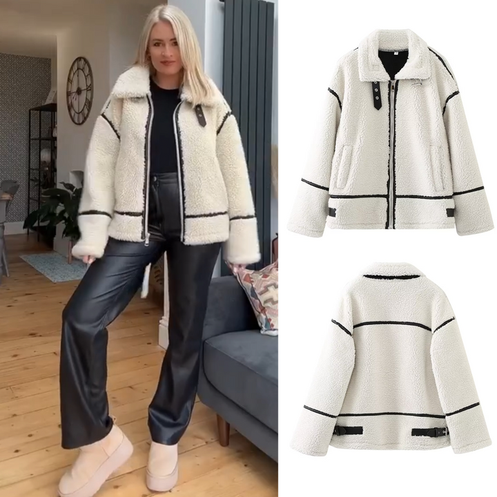 Autumn Contrast Lamb Wool Jacket