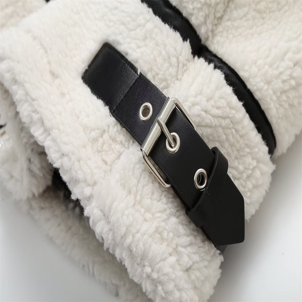 Autumn Contrast Lamb Wool Jacket