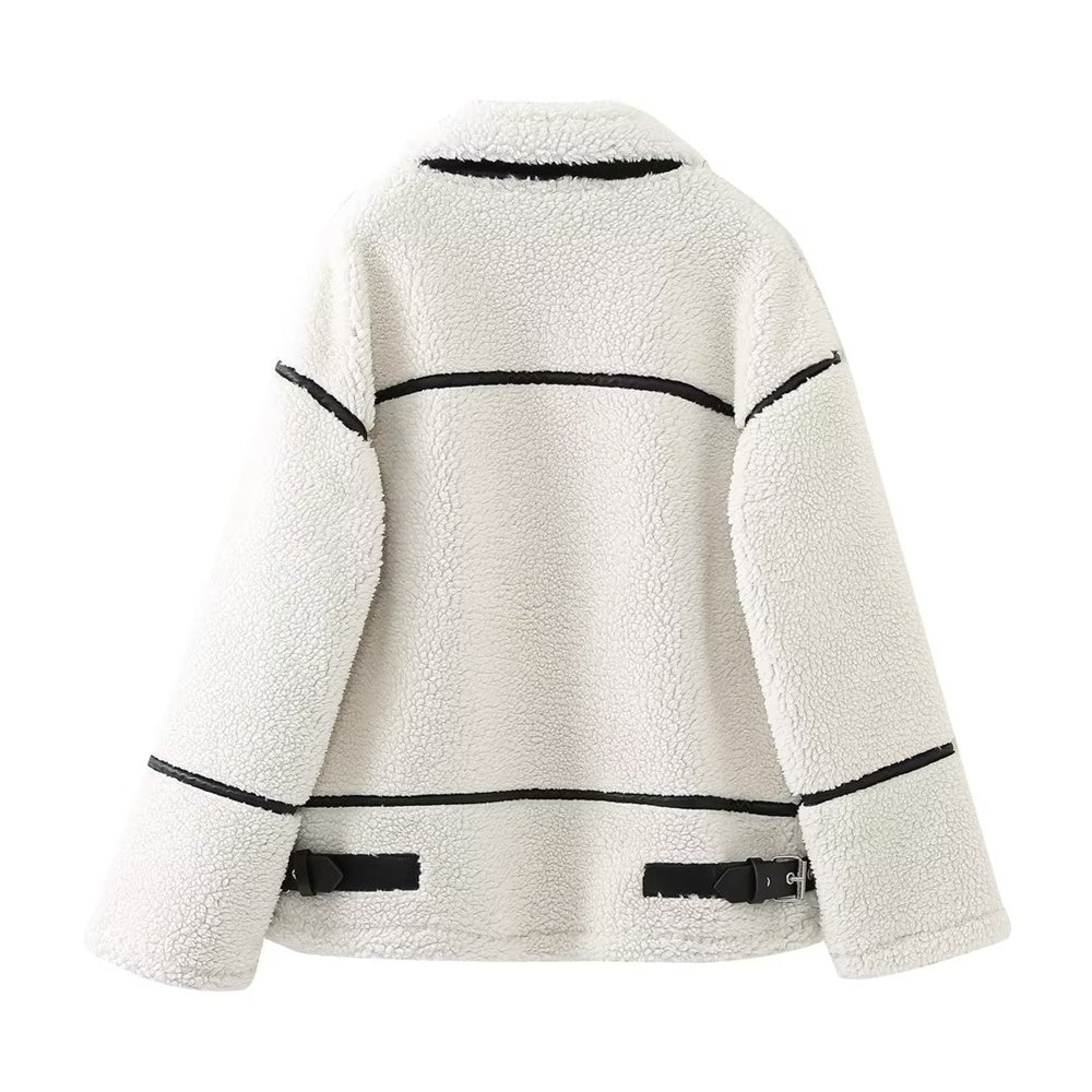 Autumn Contrast Lamb Wool Jacket