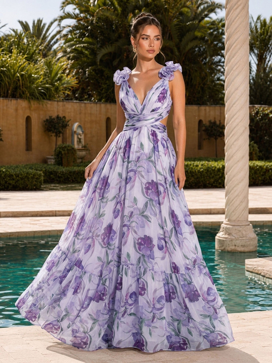 Madison 3D Floral Strap Maxi Dress