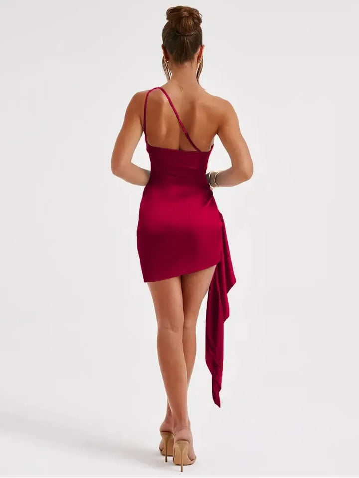 Asymmetrical Ruched One Shoulder Bodycon Dress