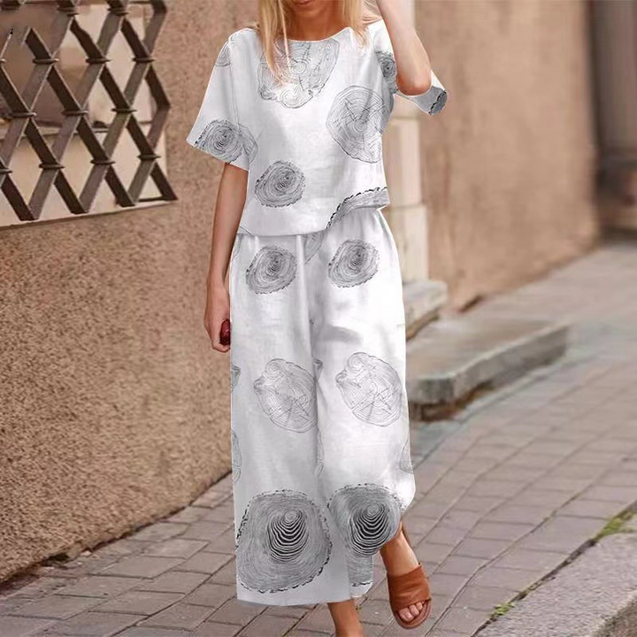 Loose Print Top ＆ Pants 2-Piece Set